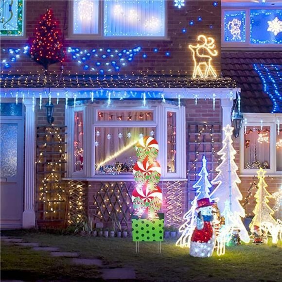 Christmas Yard Signs, 57 ″ Giant Candy Christmas Decorations with LED Lights - Picture 5 of 6